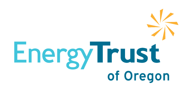 Energy Trust of Oregon logo featuring cyan and teal text with an orange starburst symbol above.